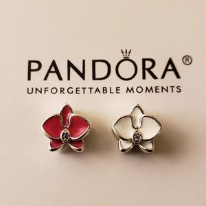 🌸 2 Authentic Pandora ⭐️RETIRED⭐️ ORCHID CHARMS
